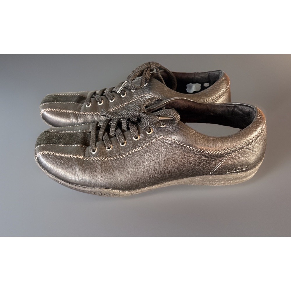 Taos‎ Shoes Womens 8 Stealth Bicycle Toe Lace Up Sneakers Black Leather Low Top